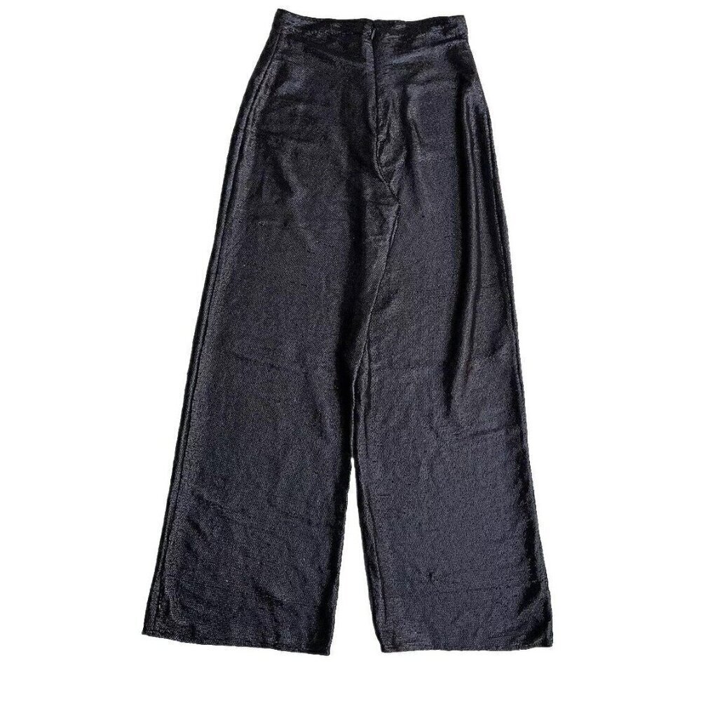 TopShop Women's Black Wide Leg Sparkling Palazzo Pants Size 8 - Picture 3 of 14